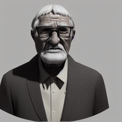 Old Man with Clocks for Eyes, Digital Art