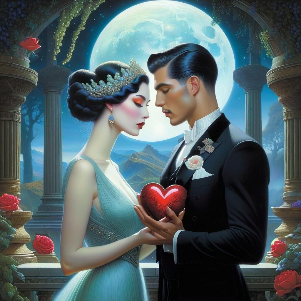 Man Holding Heart in Surrealist Style