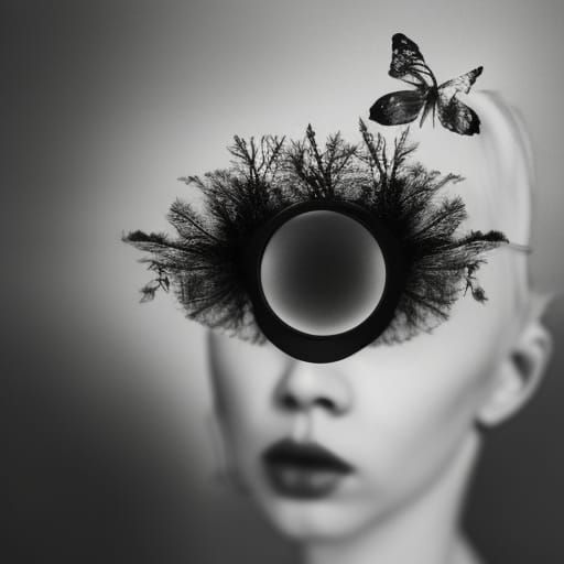 Ethereal Fairy Portrait in Infrared Black and White