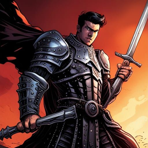 Gothic Knight in Demonic Black Armor