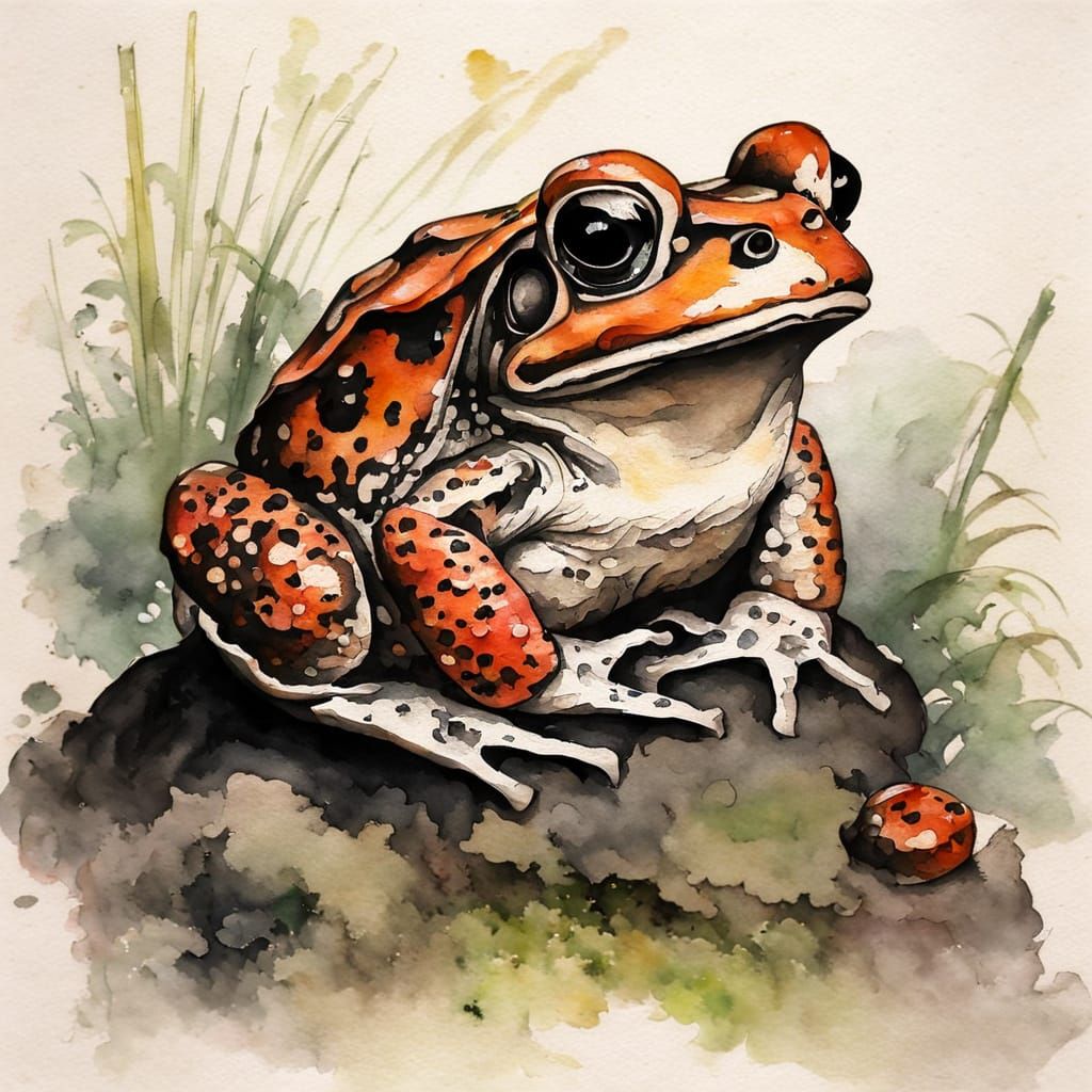 Toad in a Majestic Chinese Ink Painting