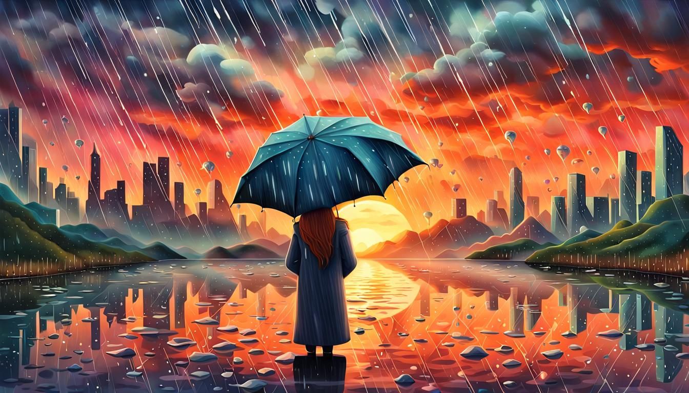 Sunset Rain: Strength and Resilience in Digital Art