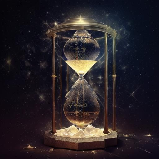 Crystal Hourglass of Stars: A Dark Fantasy Illustration