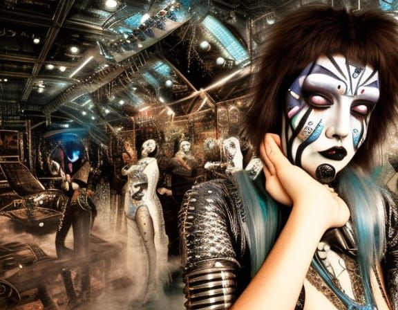 Cyborg Punk Girl with Intricate Details in Cyberpunk Style