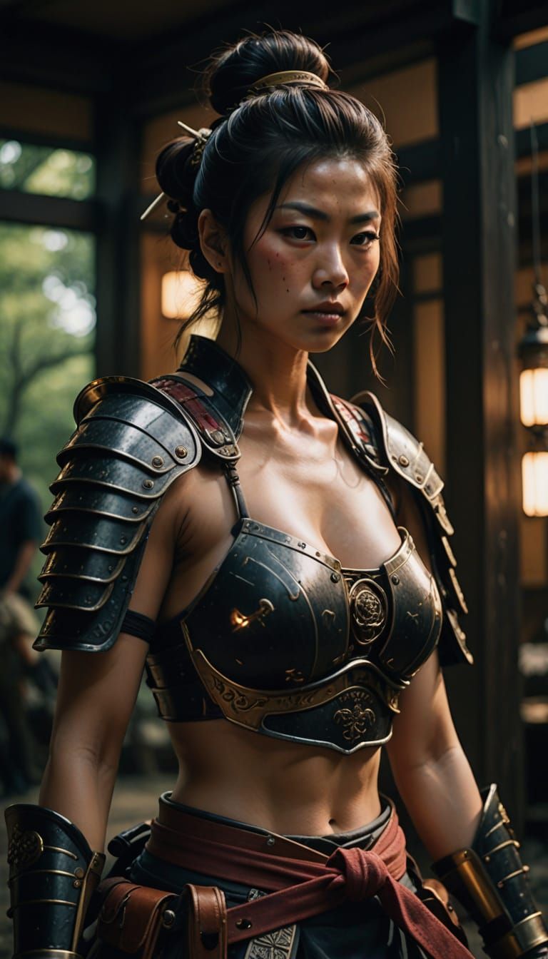 Topless Samurai Woman in ō-yoroi Armor