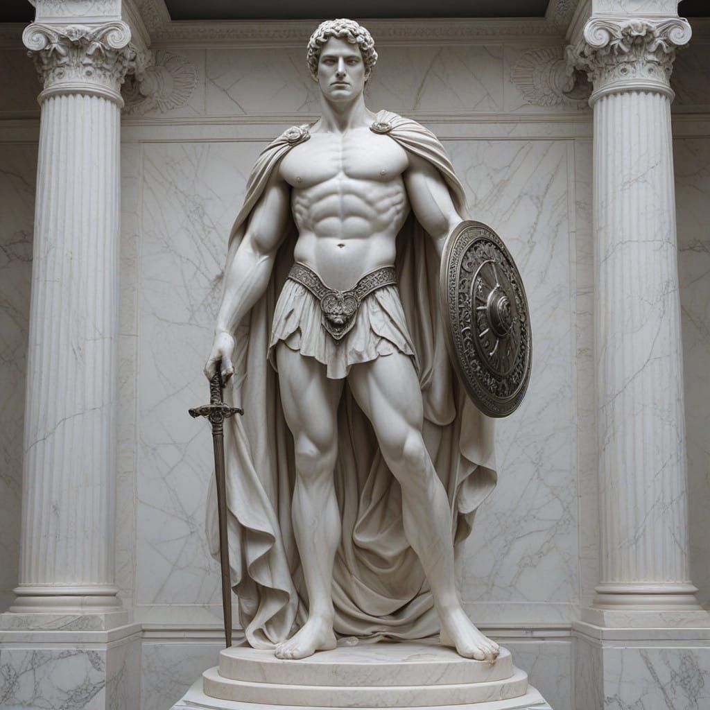 Epic Heroic Statue in Dramatic Pose