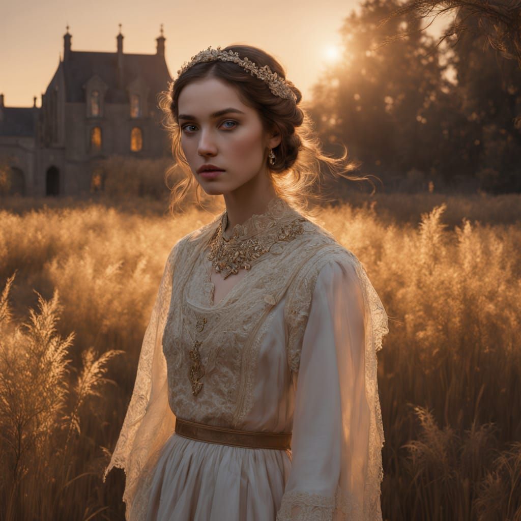 Gothic Romance Portrait in Warm Candlelight