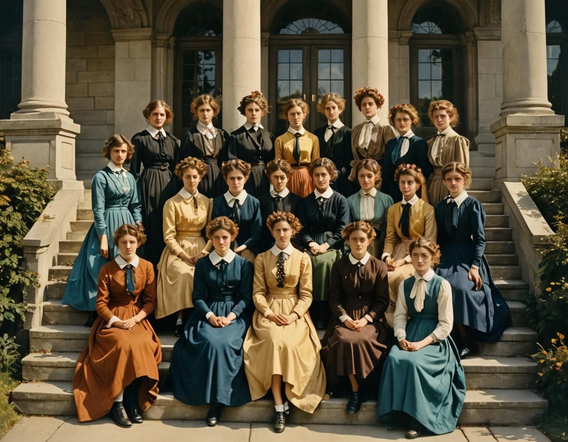 1905 Sorority Group Photo in Autochrome Style