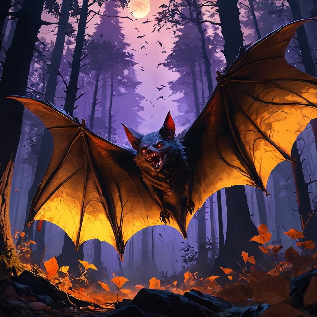 Bat-Wolf Hybrid in Dark Fantasy Style