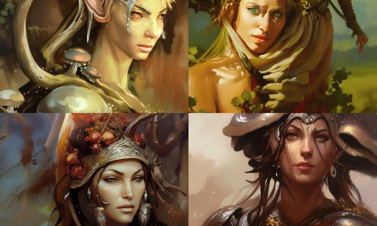 Elven Druid in Living Armor: Hyperrealistic Oil Painting