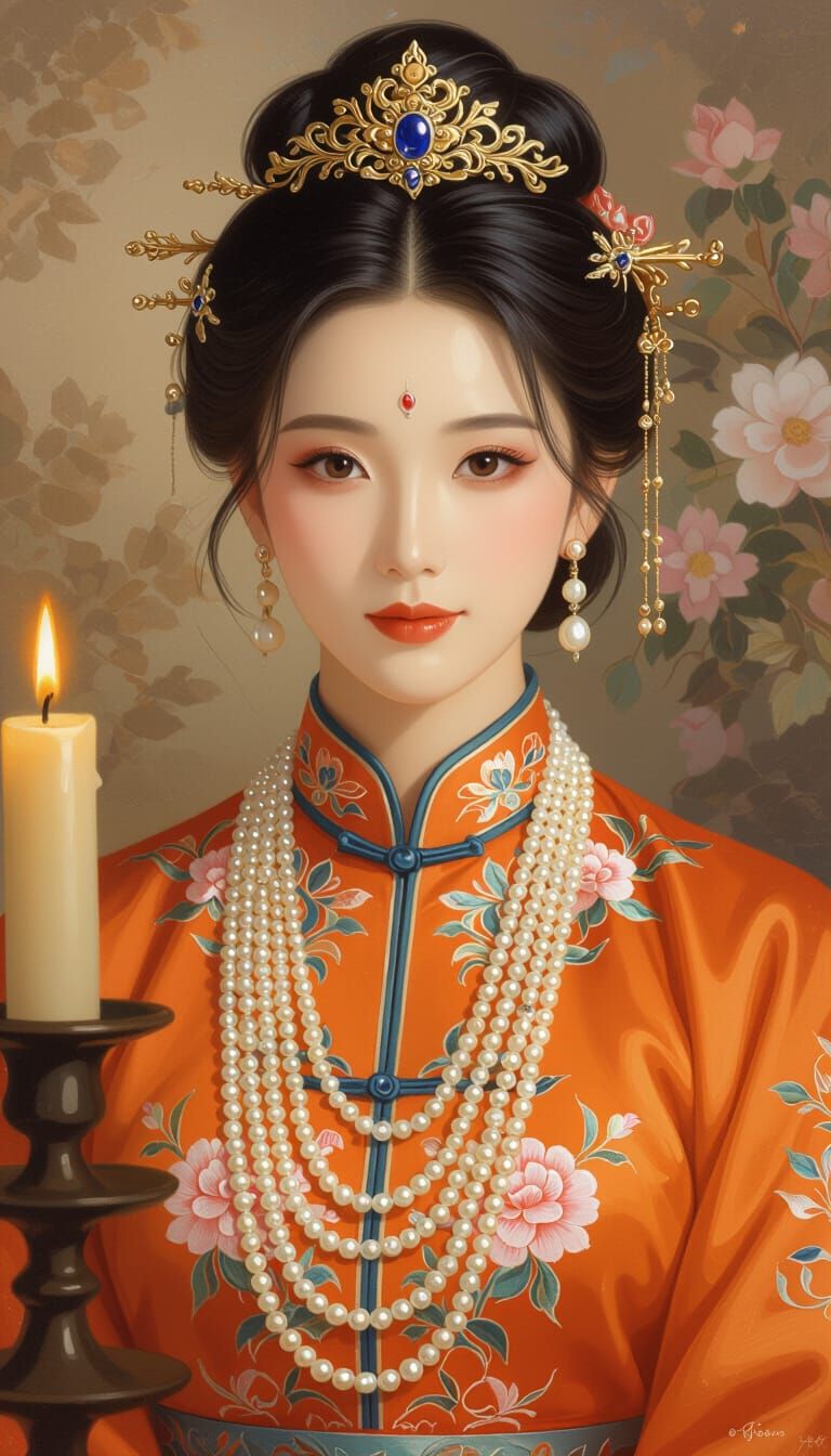 Chinese Woman Portrait in Traditional Oil Painting