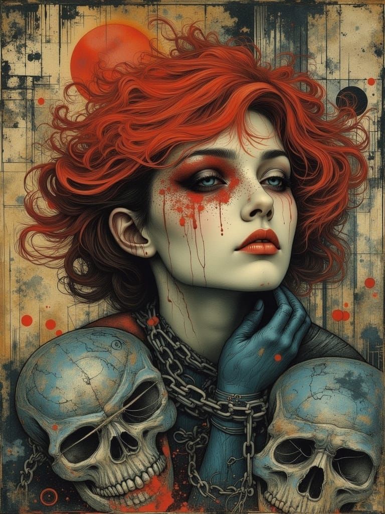 Gothic Surreal Portrait of a Melancholic Woman