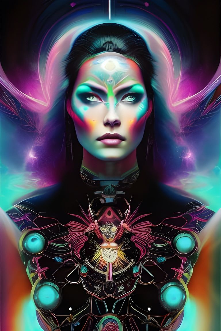 Cosmic Deity: A Psychedelic Sci-Fi Portrait