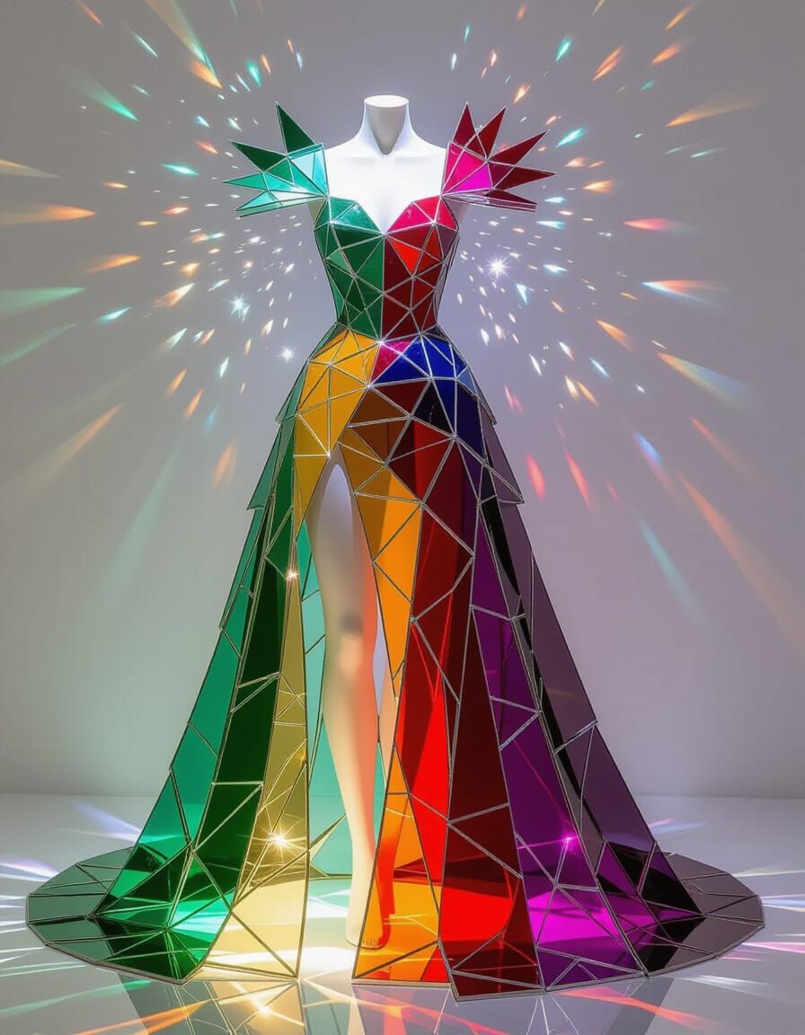 Shattered Glass Gown: A Radiant Masterpiece of Light