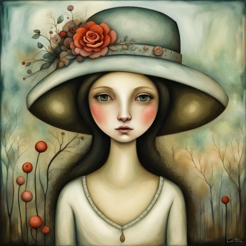 Girl with Hat: Dreamscape Digital Painting