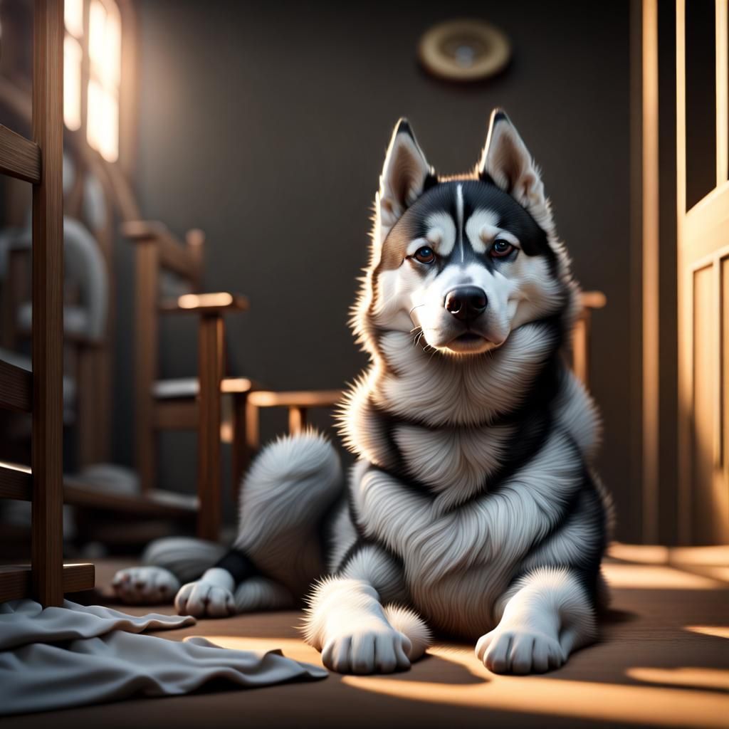 Hyperrealistic Siberian Husky in Cinematic Lighting