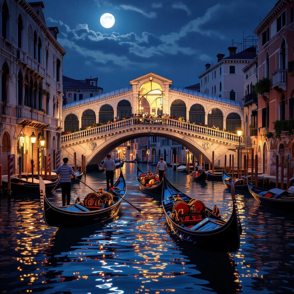Venice Grand Canal at Night in Cinematic Style