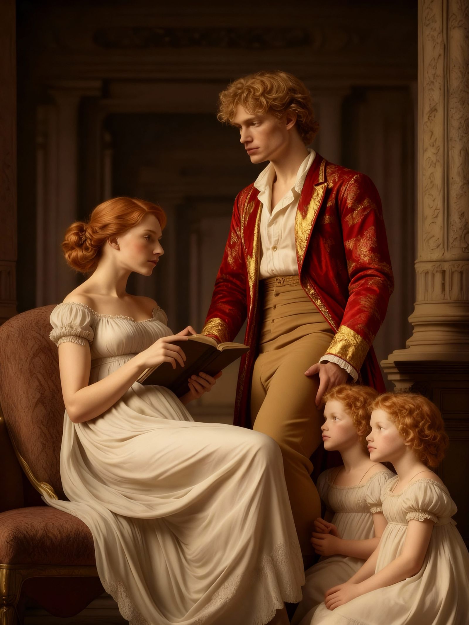 Regency Man Reads to Children in Library