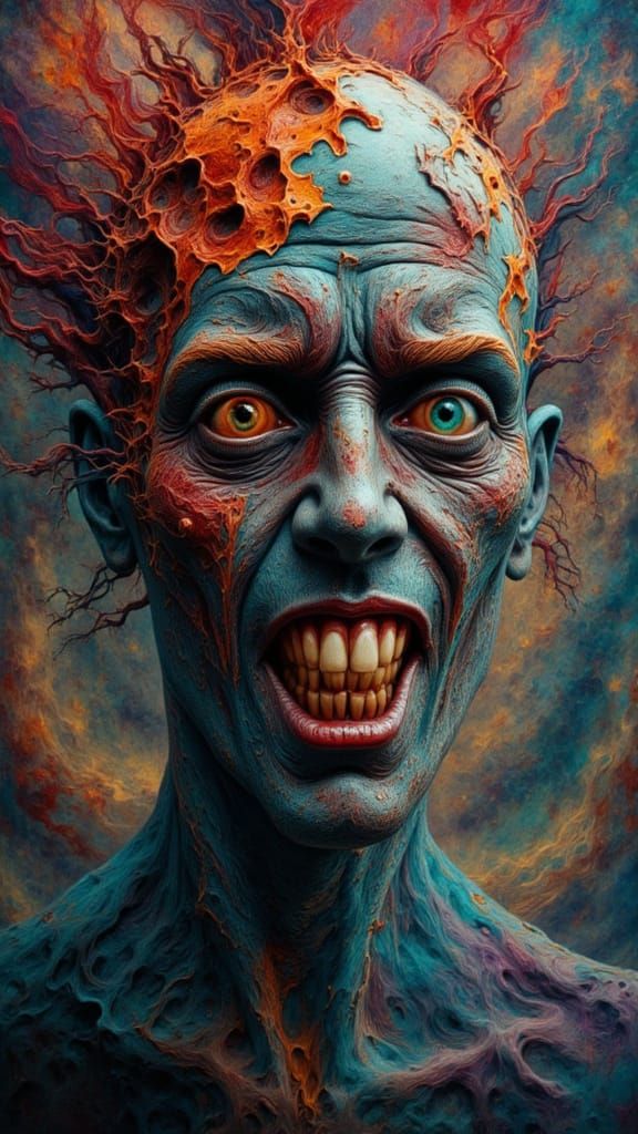 Fractal Faced Man in Digital Glitch Art Style