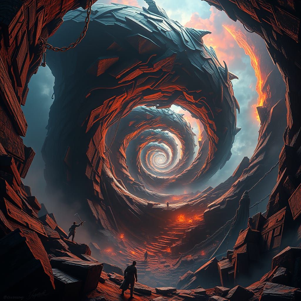 Dramatic Spirals in a Maximalist Digital Painting
