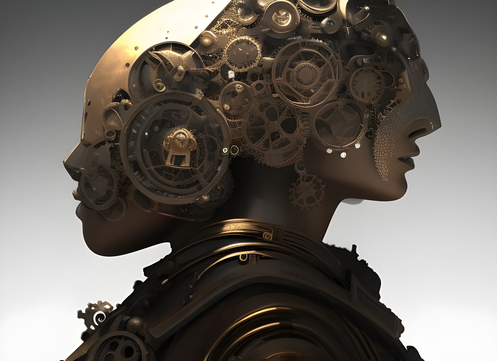 Steampunk Dune Character Portrait in Bronze Style