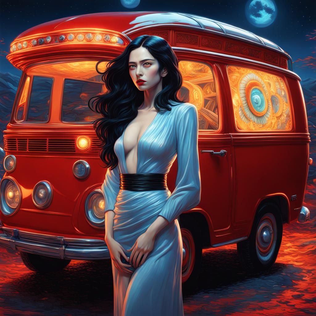 Sci-Fi Fantasy Woman in Van Gogh Style