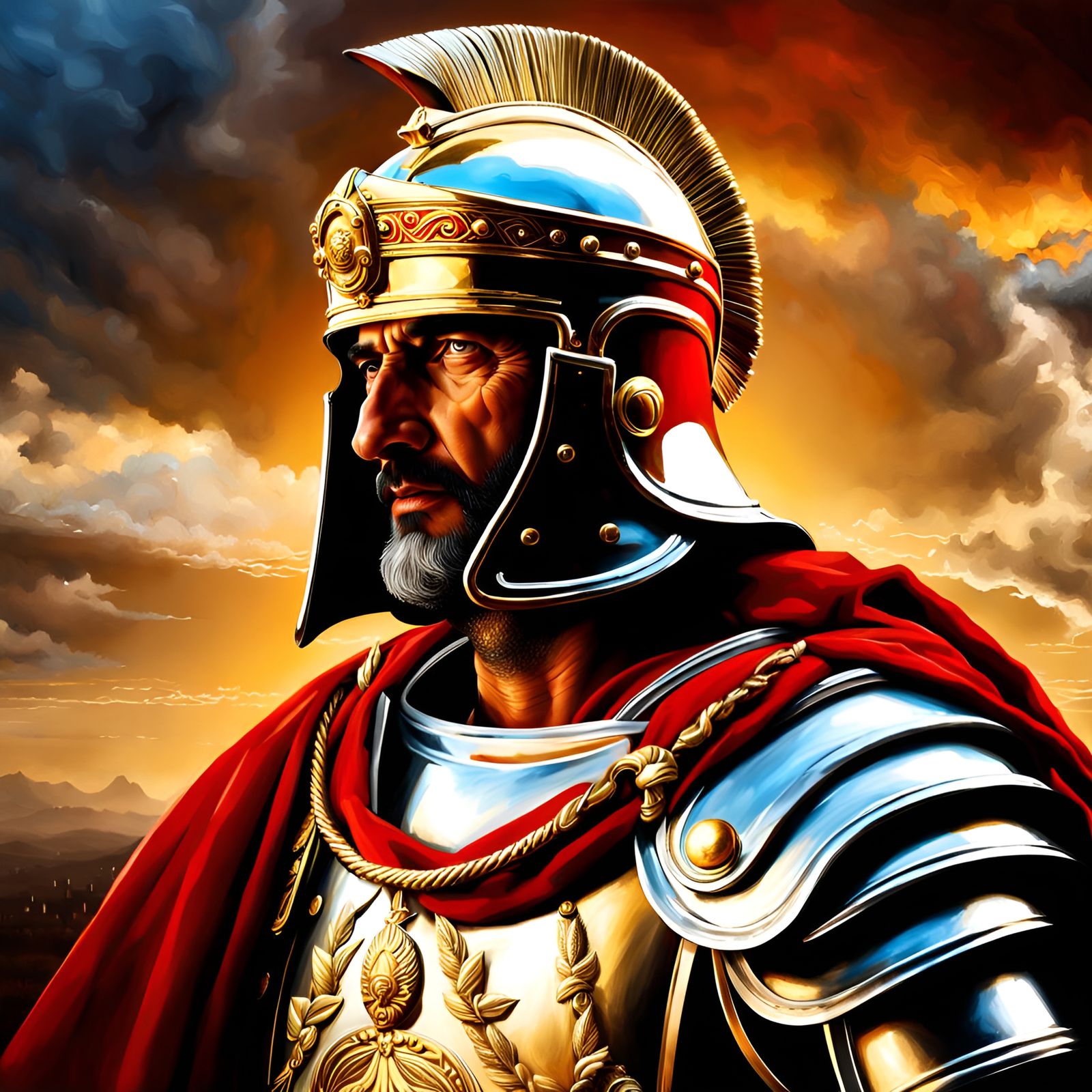 Portrait of a Roman Emperor with Helmet