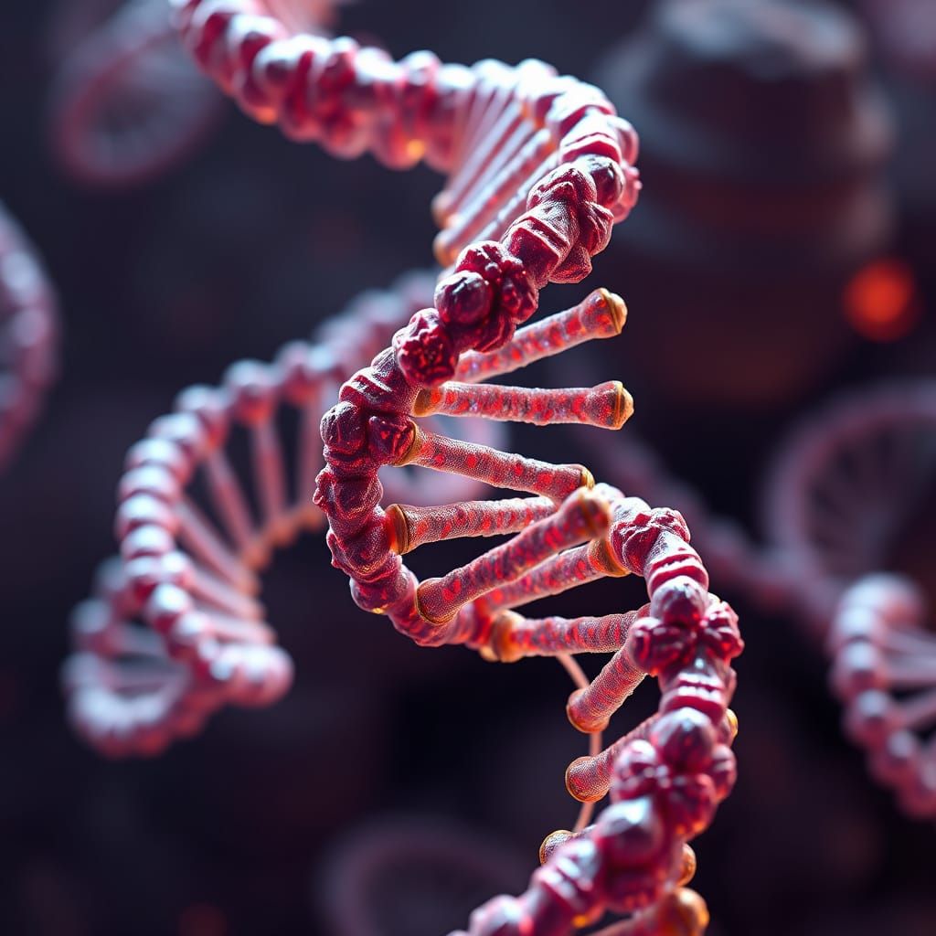 Detailed Alien DNA Helix in Fantastical Colors