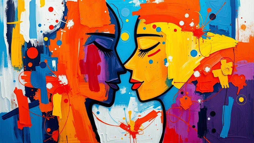 Abstract Expressionist Painting of Love and Devotion