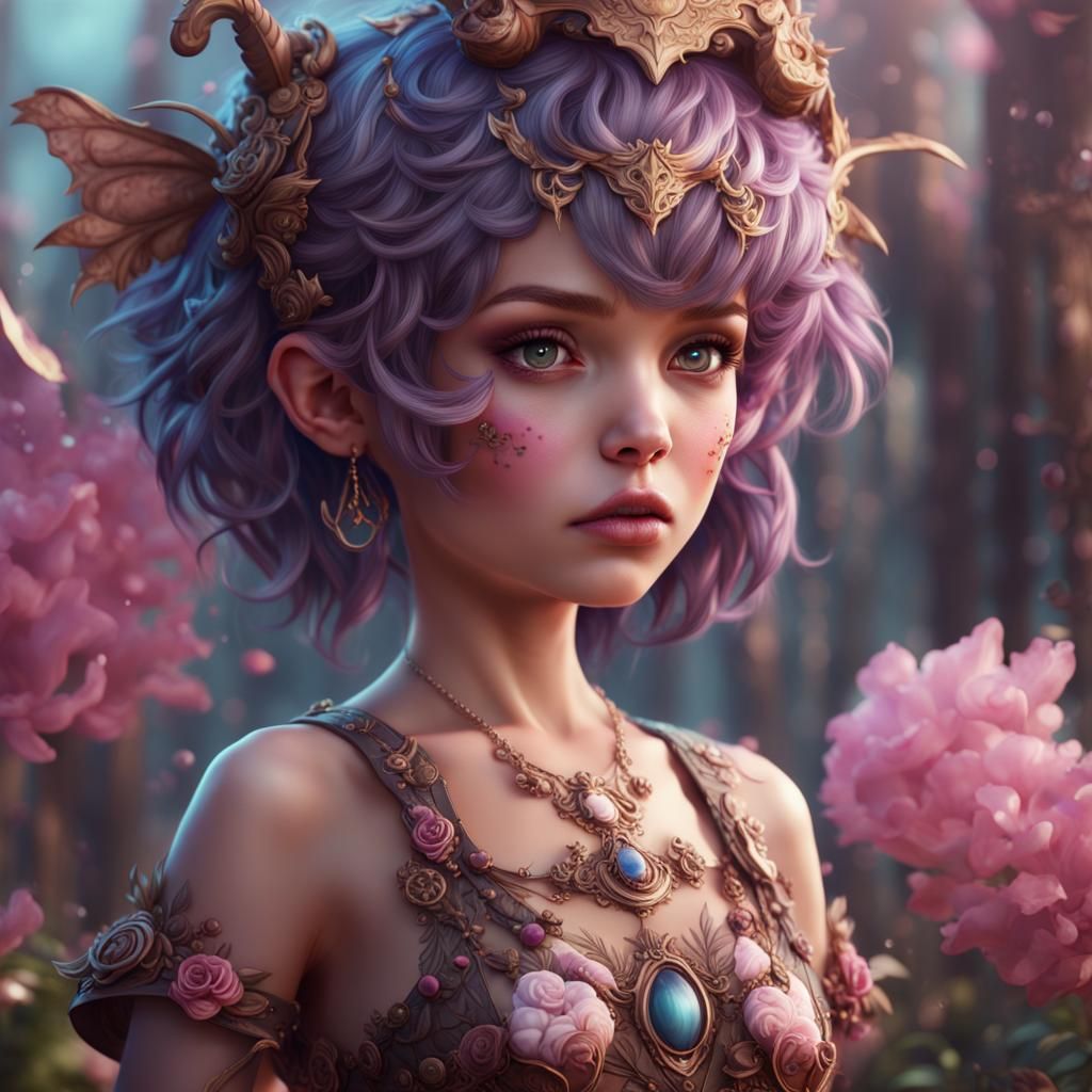 Fantastical Girly Boy in Detailed Matte Painting