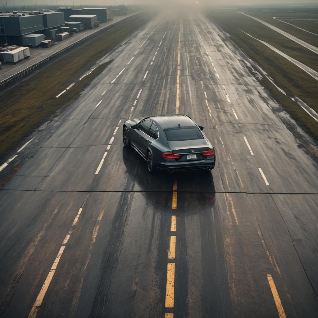 Car on Runway: Epic Cinematic Digital Painting