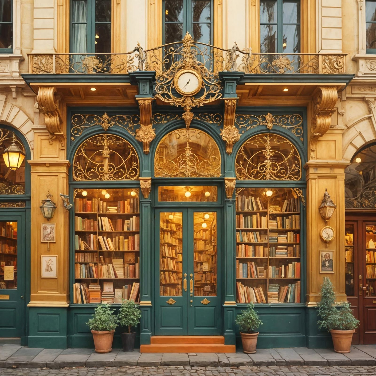 Belle Epoque Bookshop Facade in Klimt Style