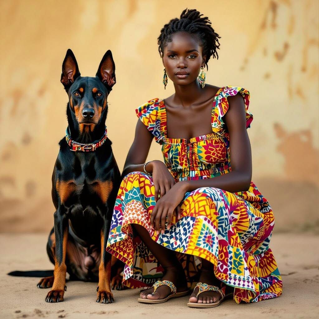 Fierce Doberman Protects Girl in Hyperrealistic Photo