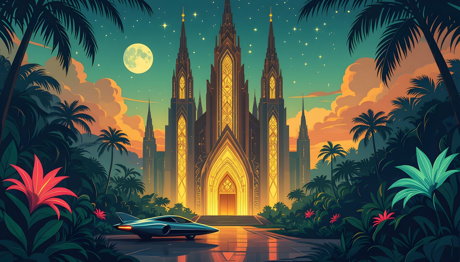 Art Deco Cathedral in Alien Jungle
