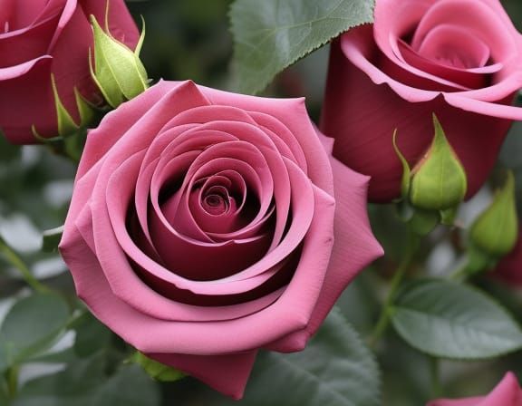 Hyperrealistic Black Roses in a Surreal Fantasy Garden