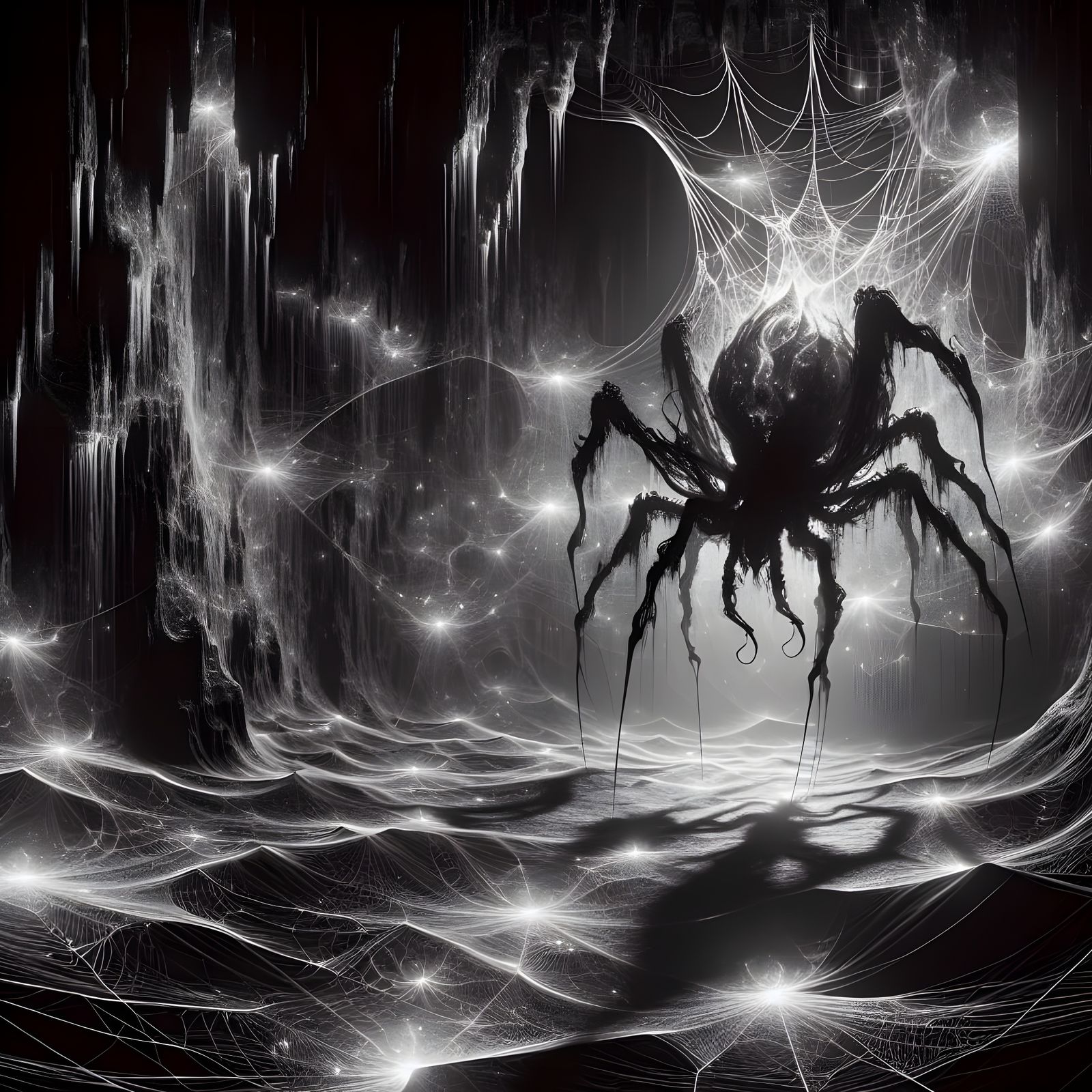 Glowing Web Weaver in Cosmic Shadows