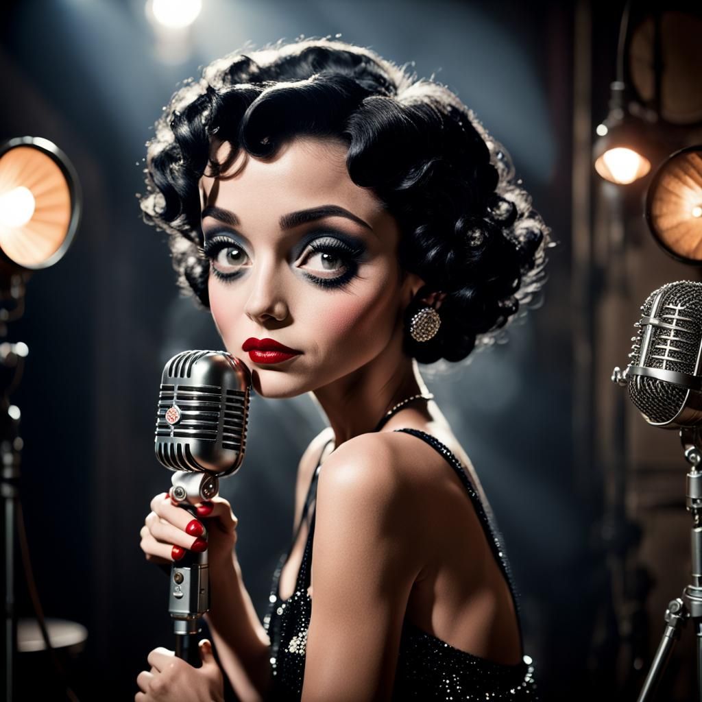 Betty Boop Portrait in High Contrast Monochrome