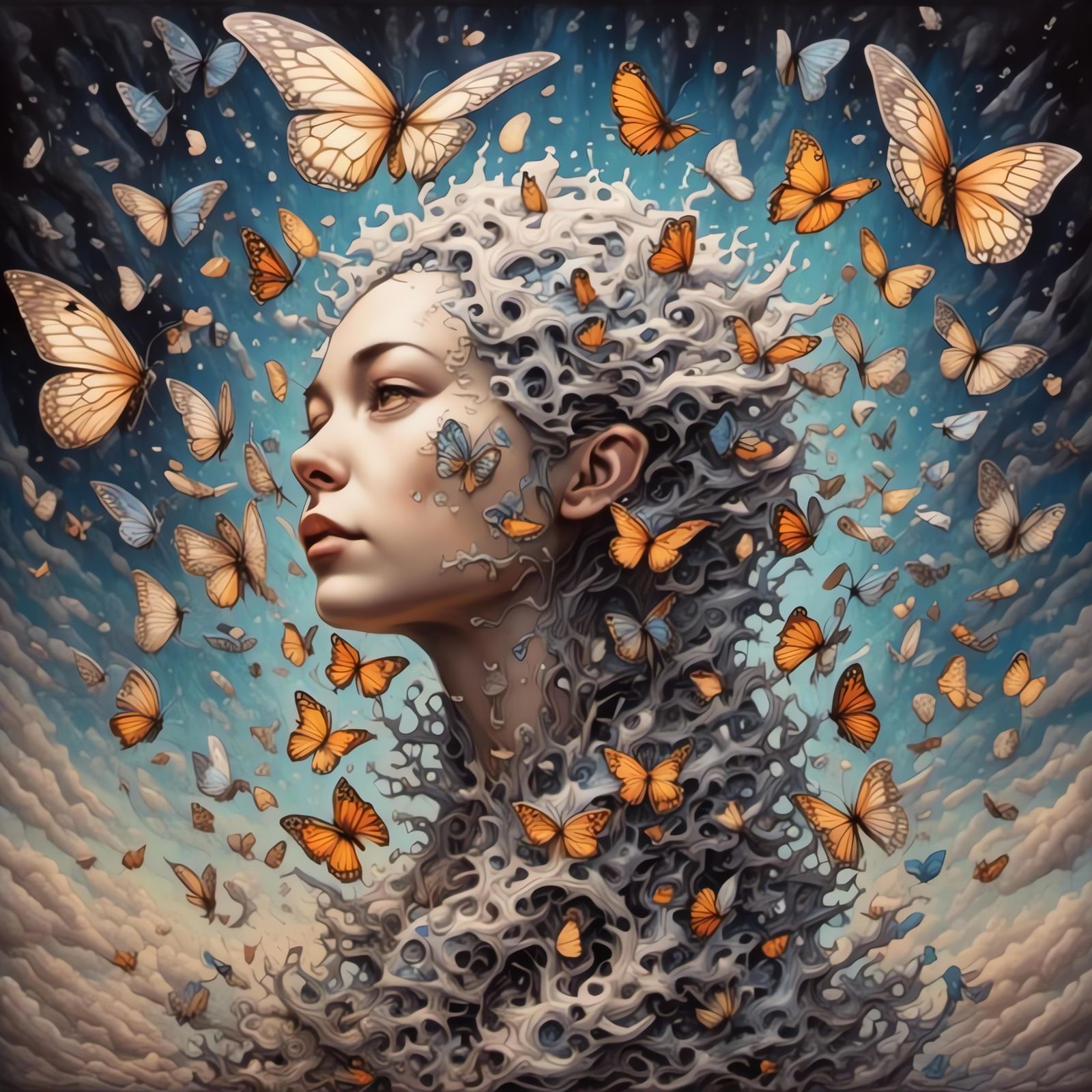 Butterfly Tidal Wave: Monochromatic Synthetism Brocade