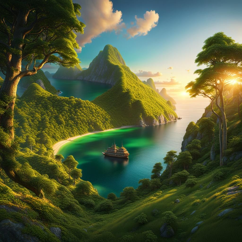 Earth at Peace: A Triadic Color Oil Painting