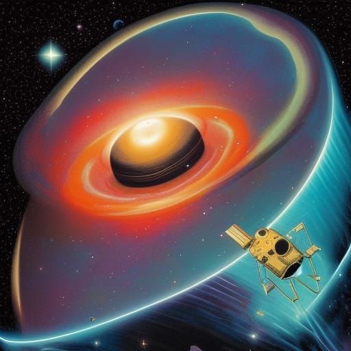 Cosmic Disks in Space: Comic Book Art Style