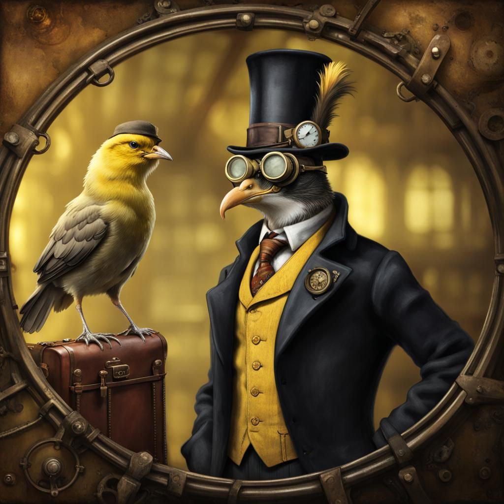 I am a chick, yellow and fluffy I wear a sherlock holmes hat...