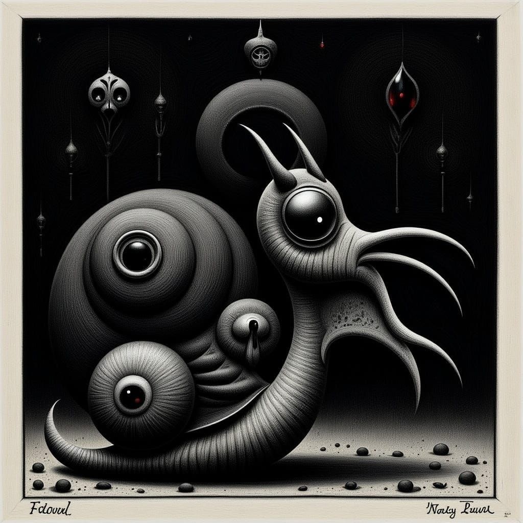 Grotesque Snail Monster in Victorian Gothic Style