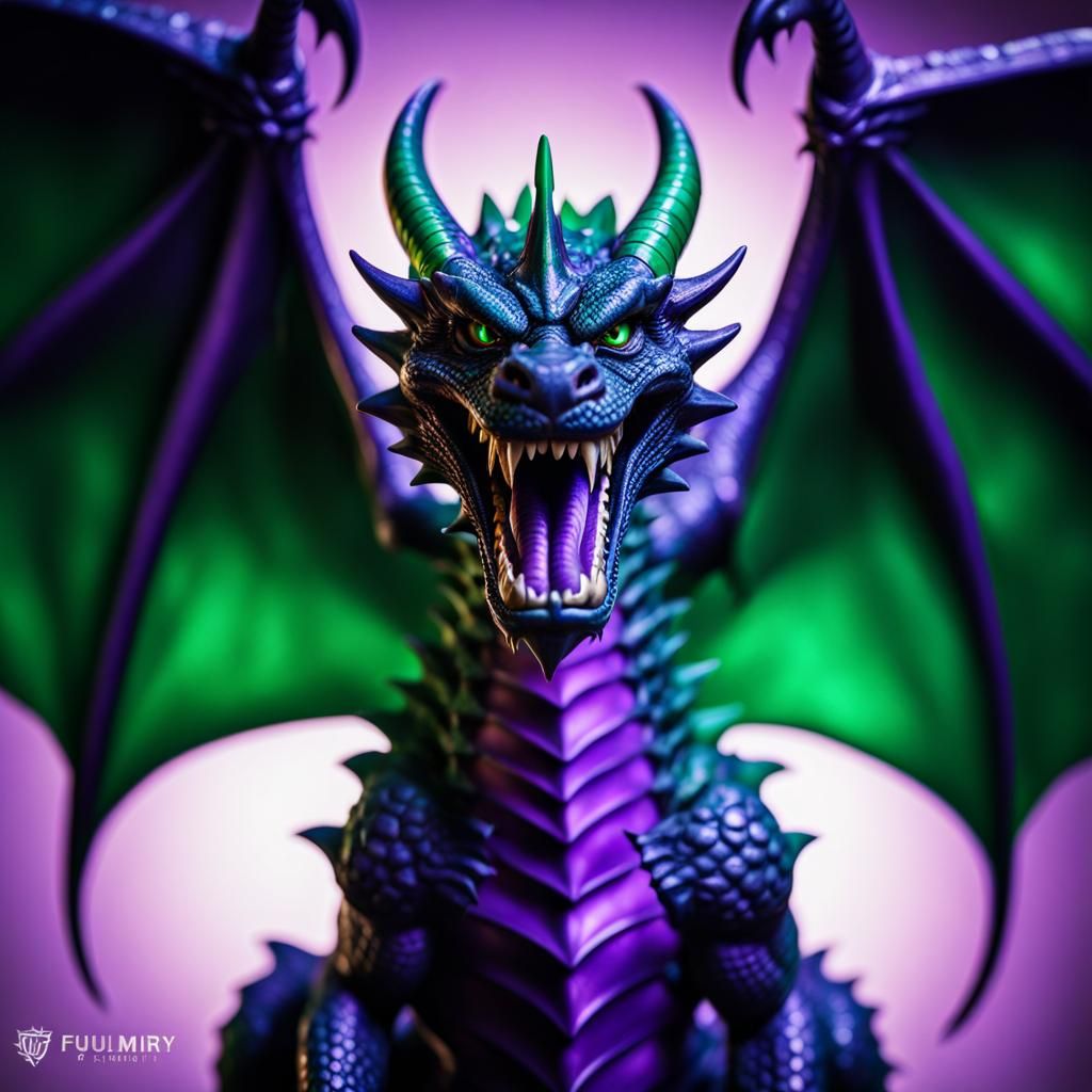 Emerald and Purple Dragon in Hyperrealistic Style