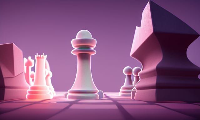 Surreal Tectonic Chess Scene in Pastel Colors