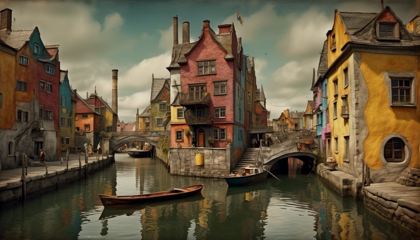 Abstract Polychromatic Matte Painting in Hyperrealism Style