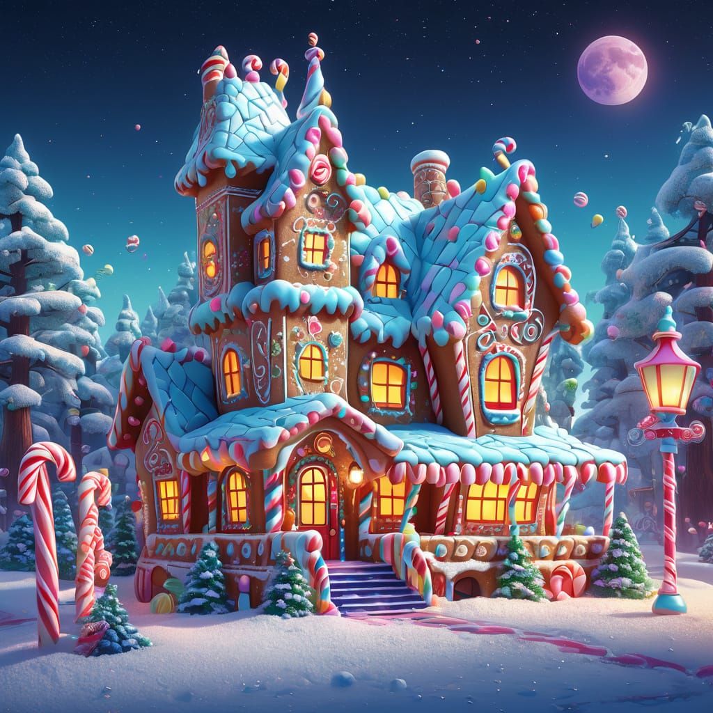 Whimsical Gingerbread Village in Storybook Style