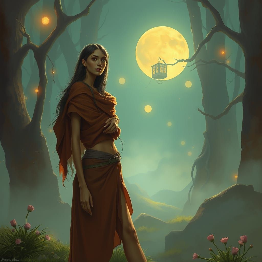 Mystical Figure in Dreamy Artistic Styles