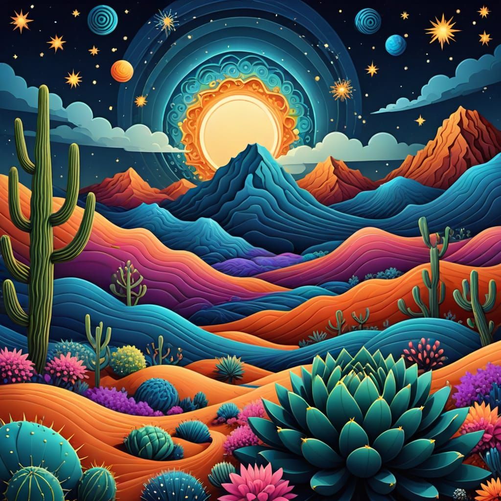 Abstract Psychedelic Spiral Desert Landscape