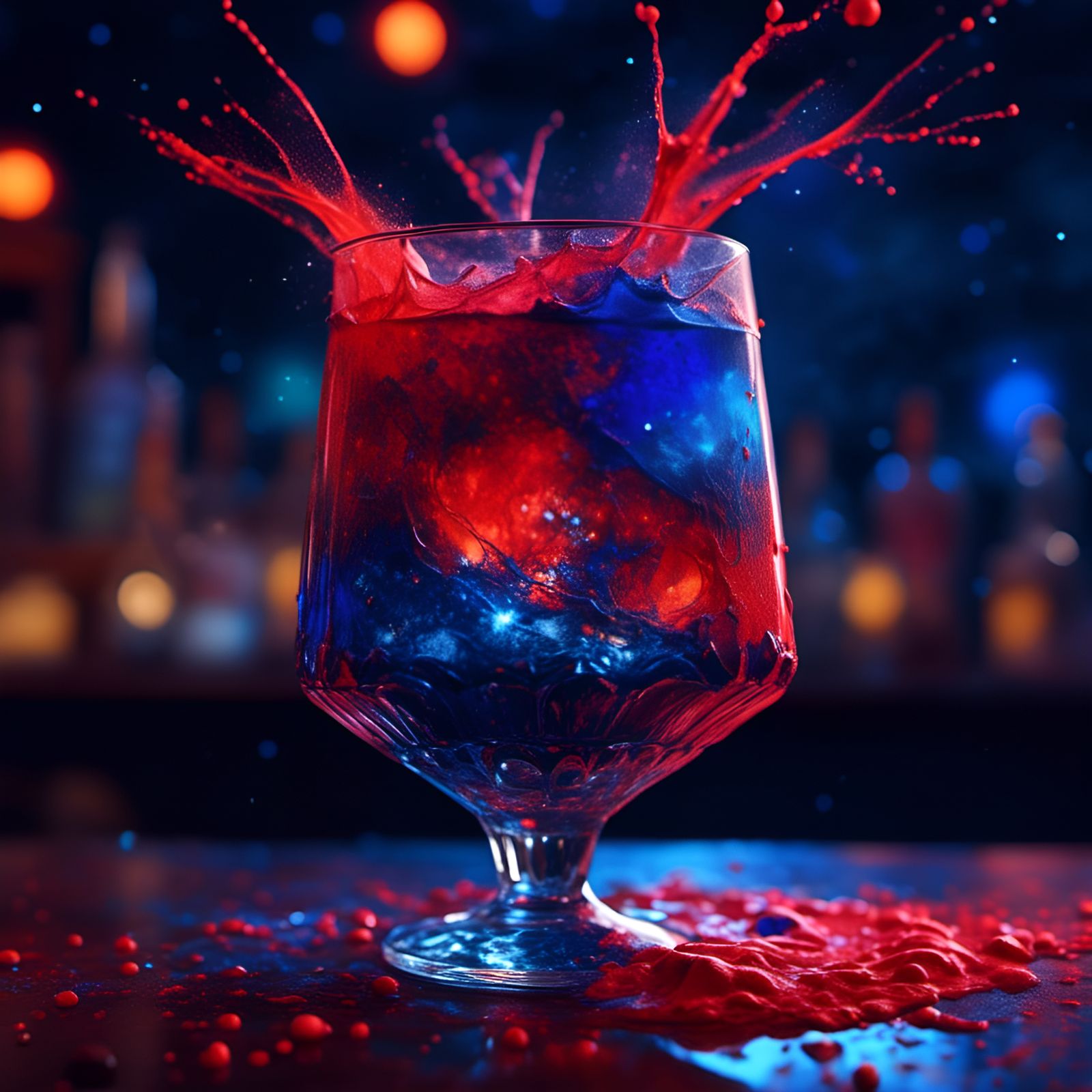 Starry Cocktail with Bright Colors on Bar Table