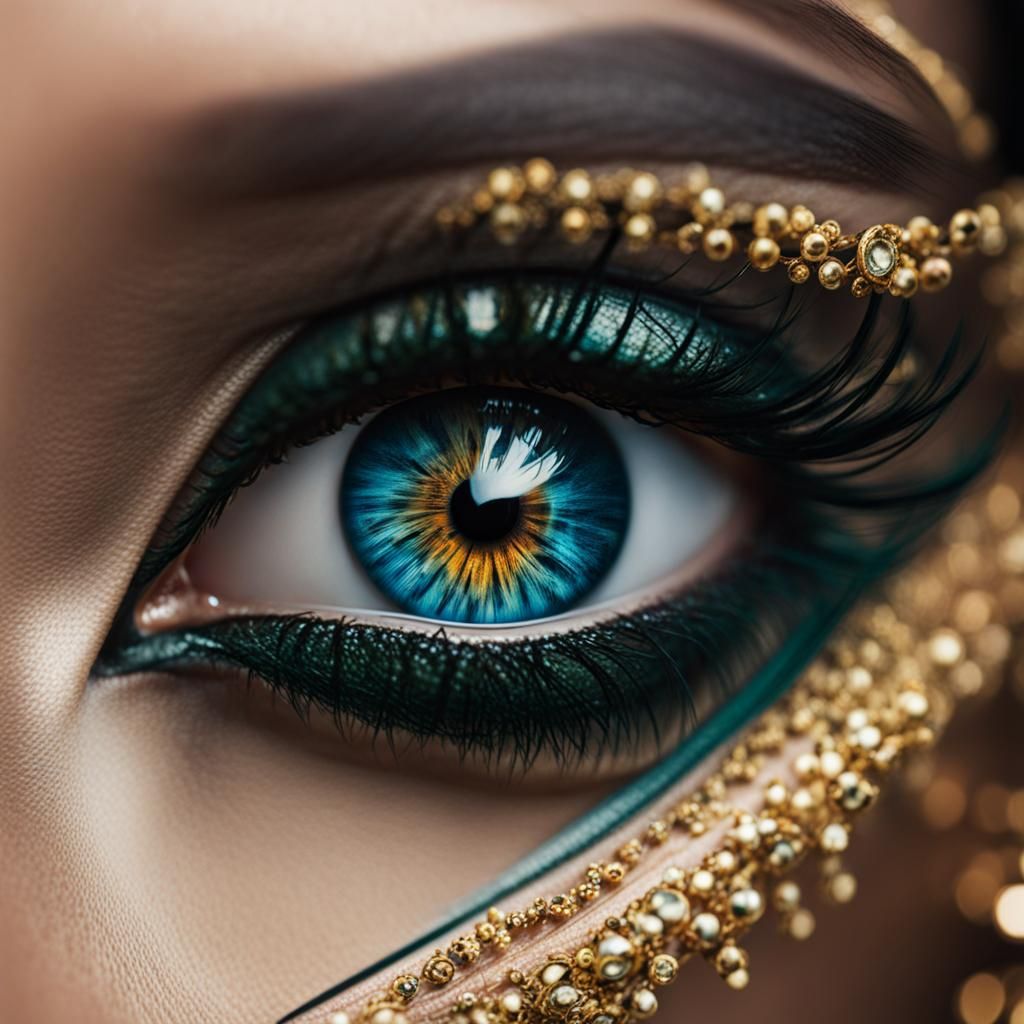 Close-Up of Eye with Intricate Makeup